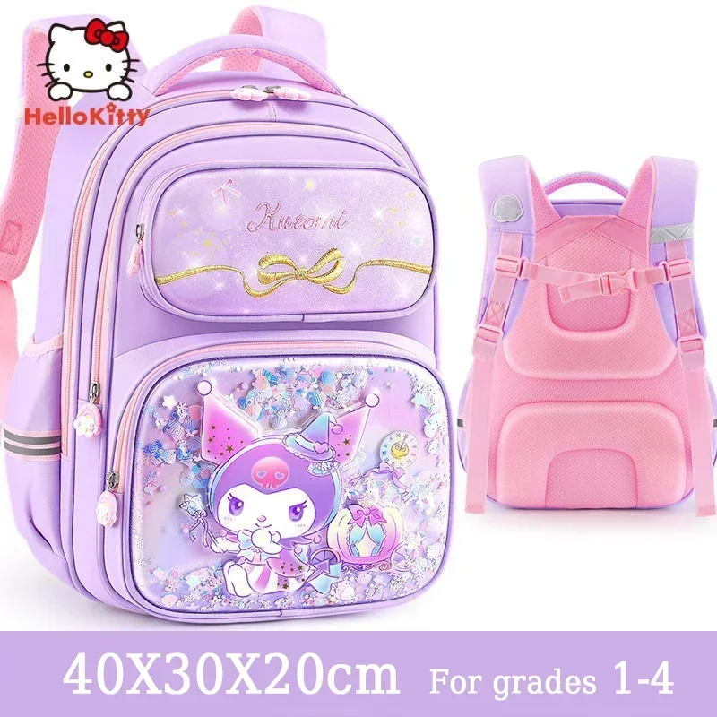 Miniso Kuromoi Girl Cartoon Schoolbag Primary Student Waterproof Backpack Schoolgirl Grade 1-4 School Bag Lightweight Pupil Gift