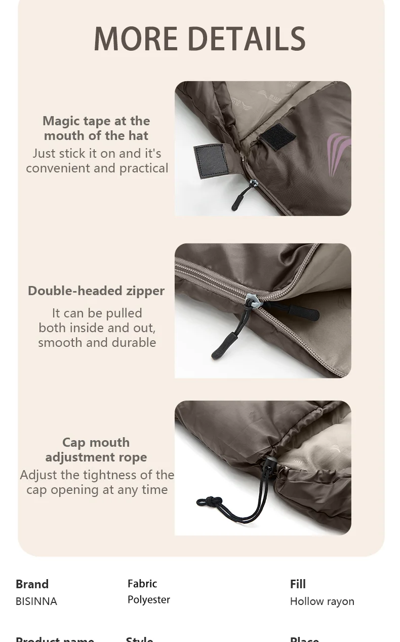 BISINNA 100CM Extra Breiter Großer Camping-Schlafsack Leichtgewicht 4-Jahreszeiten Lockerer Weiter Schlafsack Lange Größe für Erwachsene zum Ausruhen Wandern Angeln – Detail 13