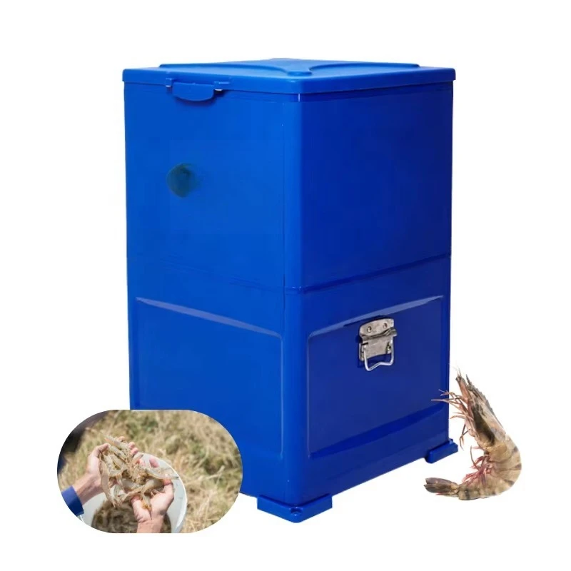 Outdoor pond automatic feeder for shrimp/crab with external 12V battery connection