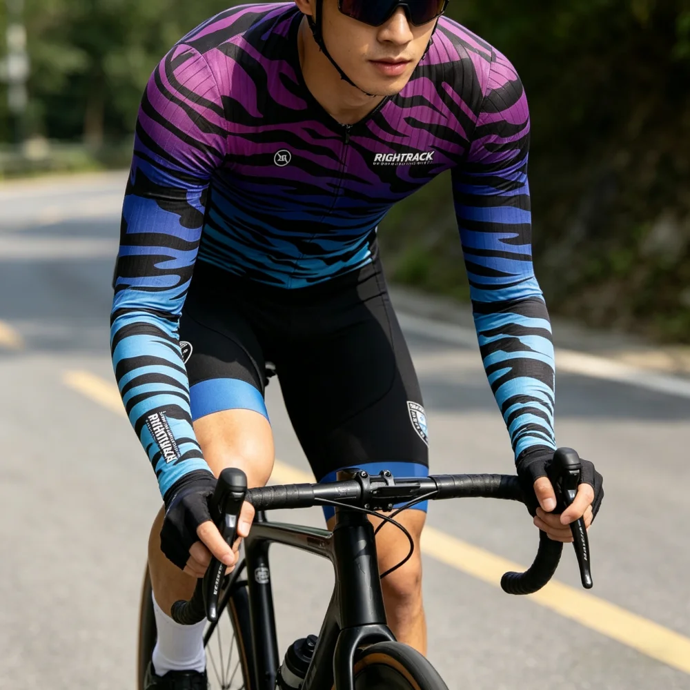 

Pro Men's Colorful Long Sleeve Triathlon Skinsuit RIGHTTRACK World Championship Level Competition Trisuit