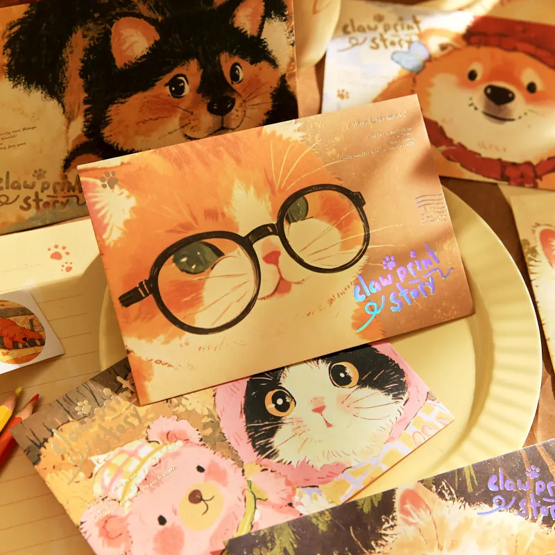 

1 шт., оконный конверт, подарочная упаковка, кавайный карманный конверт, кошка, милый питомец, памятное благословение, рукописный конверт с буквами