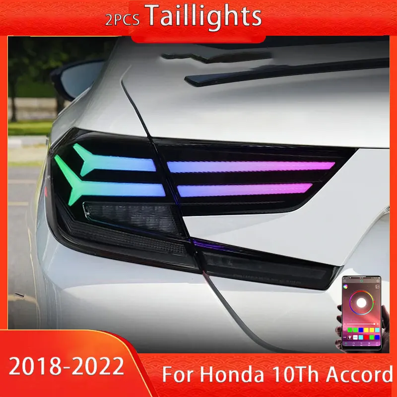 

Задние фонари в сборе для Honda Accord 10 поколения RGB 2018-2022, динамические анимационные дыхательные стоп-сигналы