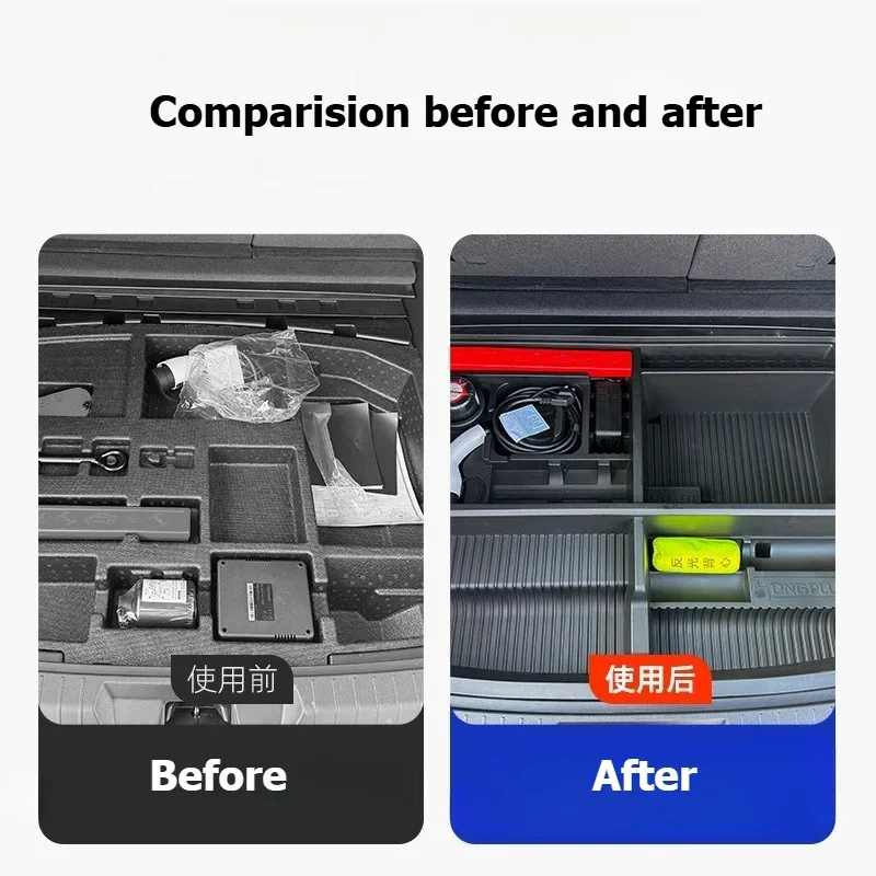 For BYD Song PLUS DMI 2025/Seal U DMi/Sealion 6 DM‑i Rear Trunk Storage Box with Cover ABS Trunk Organzier Interior Accessories
