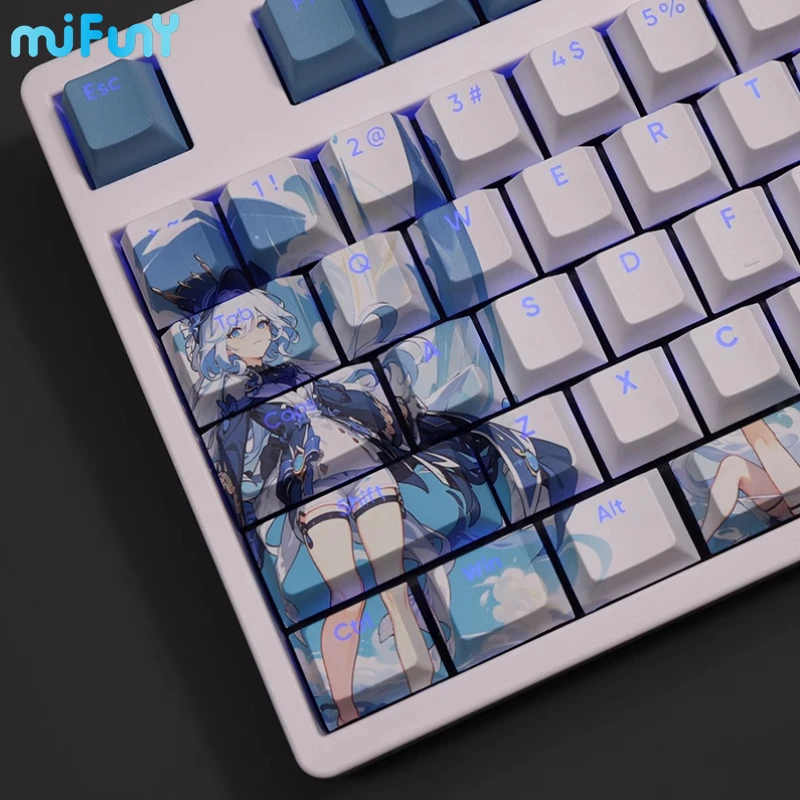 Genshin Impact Anime Keycaps Water God Furina Keyboard Key Cute Cartoon Cherry Profile Gaming Mechanical Keyboard Accessories