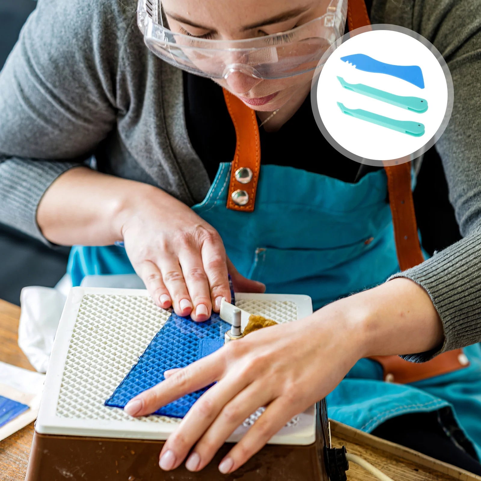 

1Set Handheld Copper Foil Applicator for Stained Glass 2.28cm 0.64cm Foil Sizes Ergonomic Handle Glass Foiling Tool Kit Craft