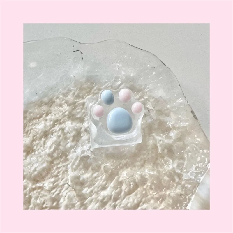 Novelty Cat Paws Pad Resin Keycaps Gaming Mechanical Keyboard Transparent Backlight RGB Cute Keycap Clear Light Through ESC WASD