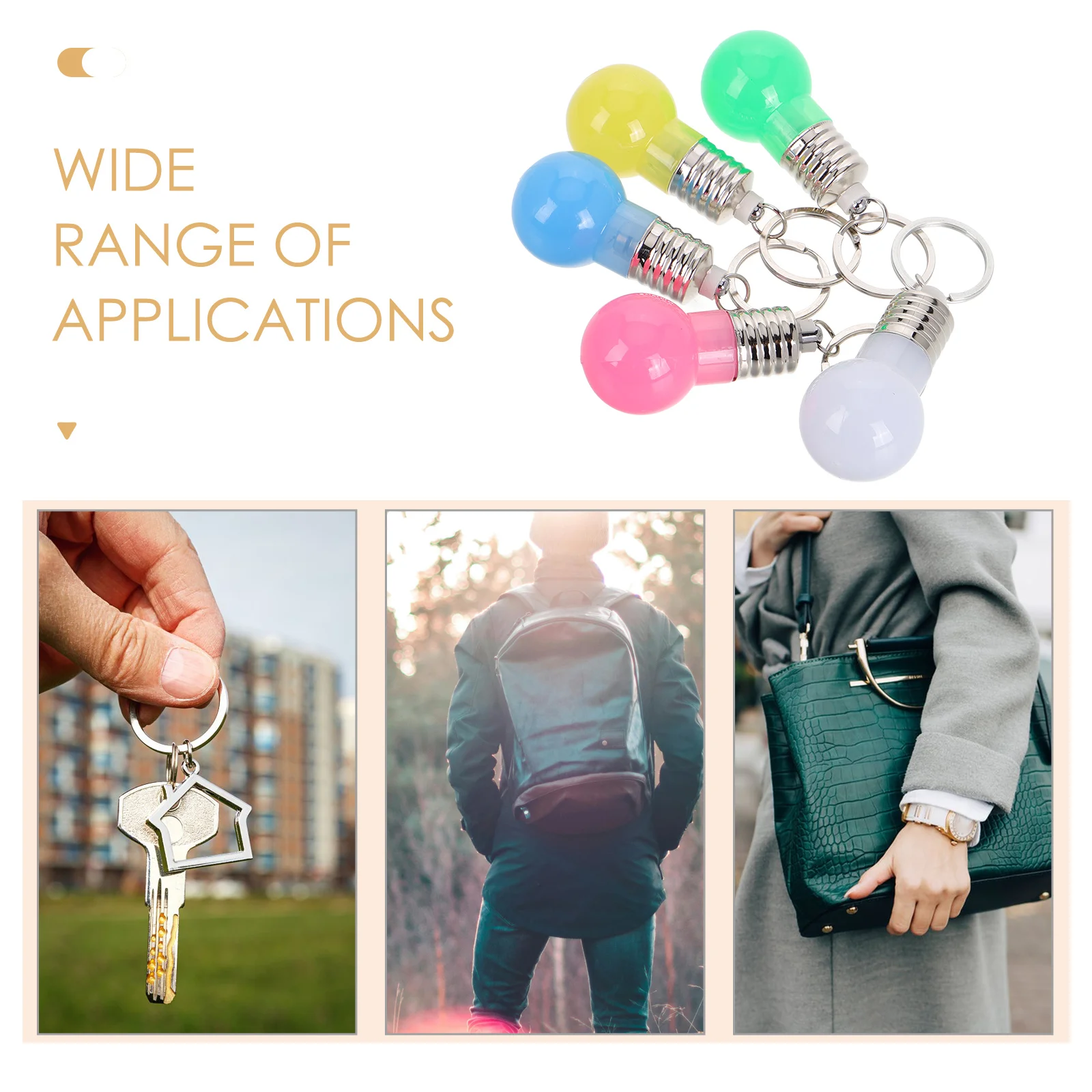 21 Pcs Color Luminous Key Chain Rings Ornaments LED Bulb Light Lamp Torch Keyring Mini Unique Design Keychain Wallet