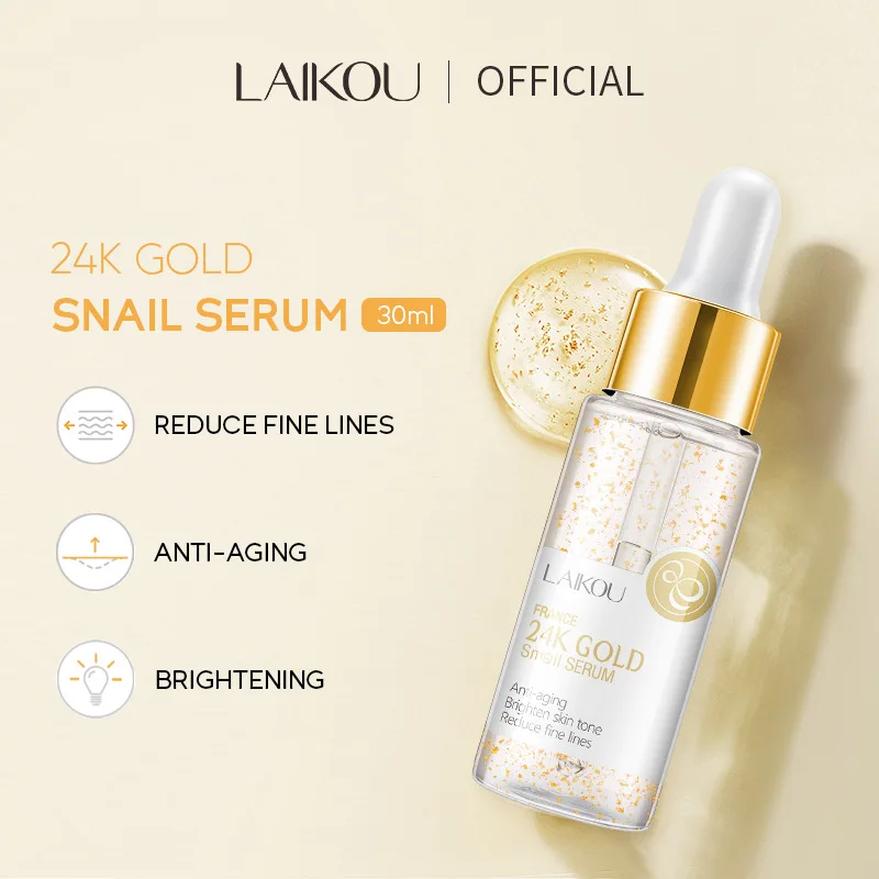 

LAIKOU 17ml 24K Gold Face Serum Nourish Moisturizing Hyaluronic Acid Brightening Korean Skin Care Product Facial Essence