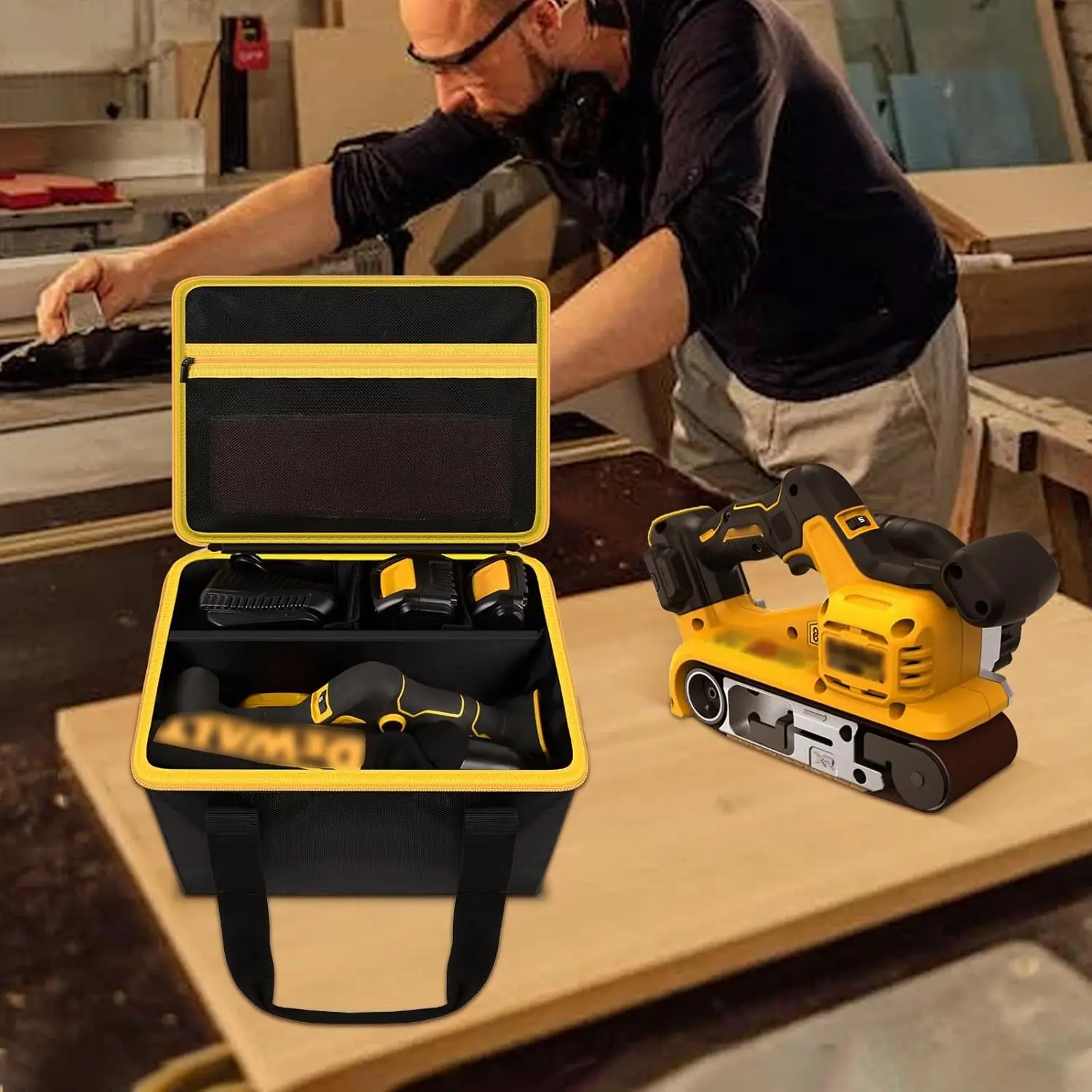 (SOLO CASO)Borsa compatibile con levigatrice a nastro DEWALT 20V MAX* (DCW220B), anche per Skil 7510-01 120 Volt/per WEN 6321 con filo da 7 A,