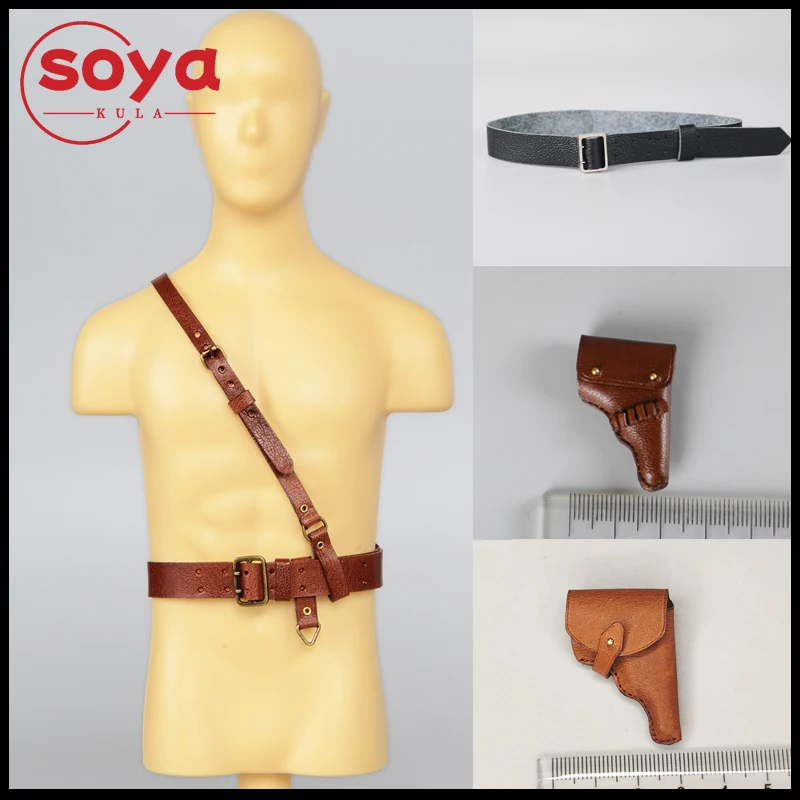 BRĄZOWY ARTYSTYCZNY PASEK NA RAMIĘ 1/6 SKALA, PAS BUDZIKOWY, KABURA NA PISTOLET, ETUI NA PISTOLET, AKCESORIA, MODEL PASUJĄCY DO FIGURKI AKCJI ŻOŁNIERZA 12 CALI