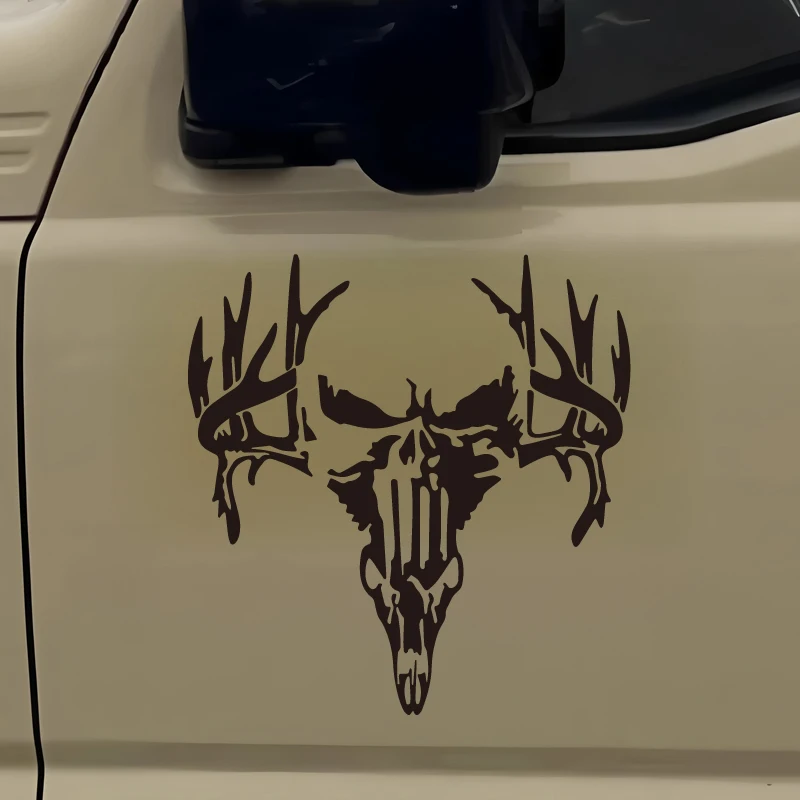 Antler Splicing Skull Decals & Bumper Creative & Funny Stickers for Cartoon Fans & Lover, High Quality for Car Trucks Motorcycle