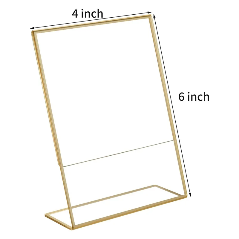 Abrb-moldura dourada acrílica, suporte de sinal de mesa com parte traseira inclinada para cartão de mesa de casamento, sinais de restaurante, fotos