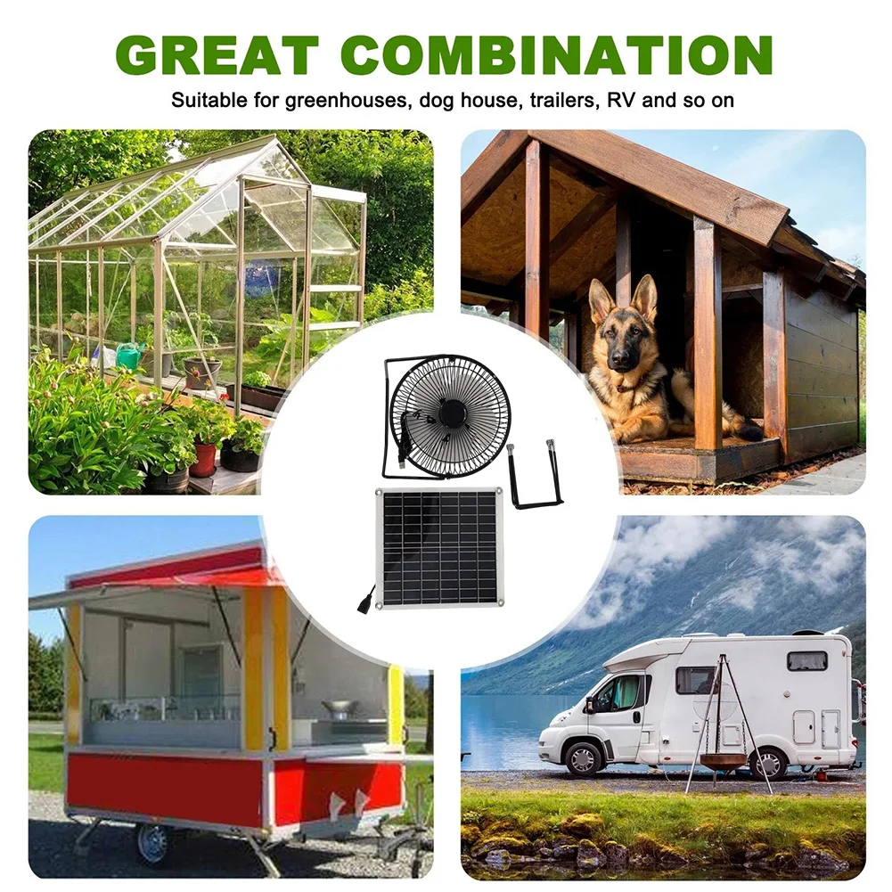 10W Solar Powered Portable Fan with USB Rechargeable Capability Dual Use Table Floor Fan for Greenhouse and Trailer