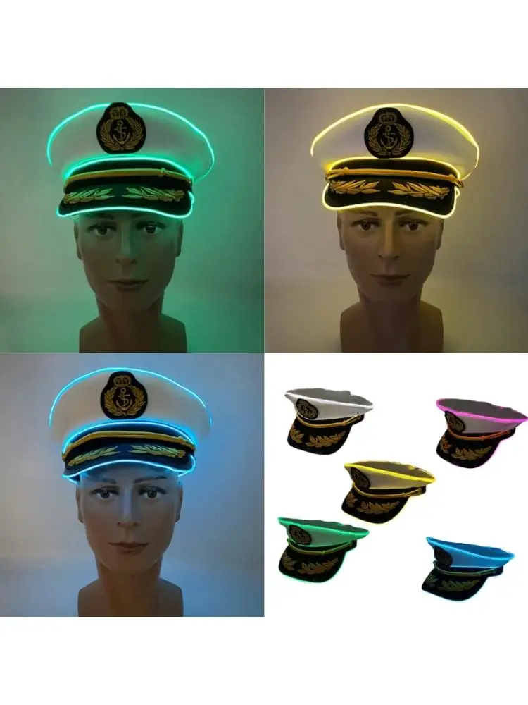 

Хлопковая шляпа со светодиодной подсветкой и вышивкой «Капитан» для стильного ночного развлечения и безопасности