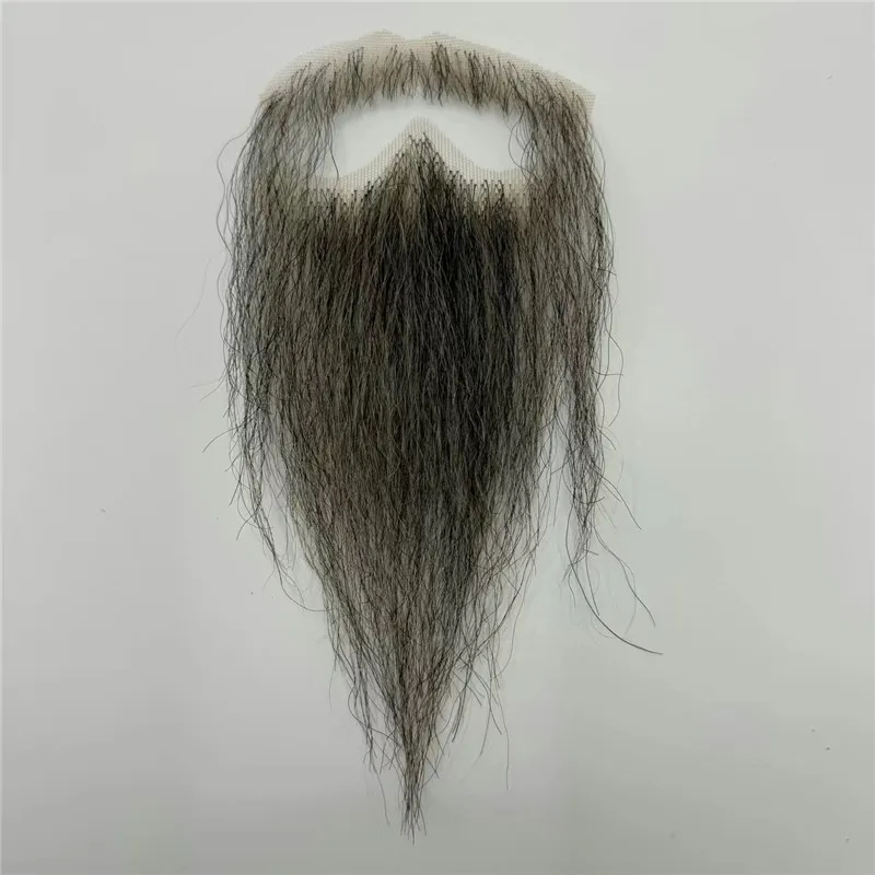 Mode dentelle véritable fait à la main noir gris barbe pour homme faux visage barbe pour adultes hommes maquillage réaliste dentelle barbes