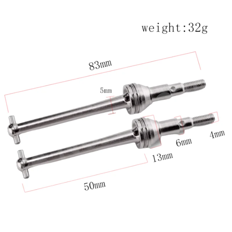 2Pieces Metal MJX RC Car Truck Hobby Upgrade Accessories Parts 16410 F/R CVD Drive Shaft For 1/16 Scale 16207 16208 14209 14210