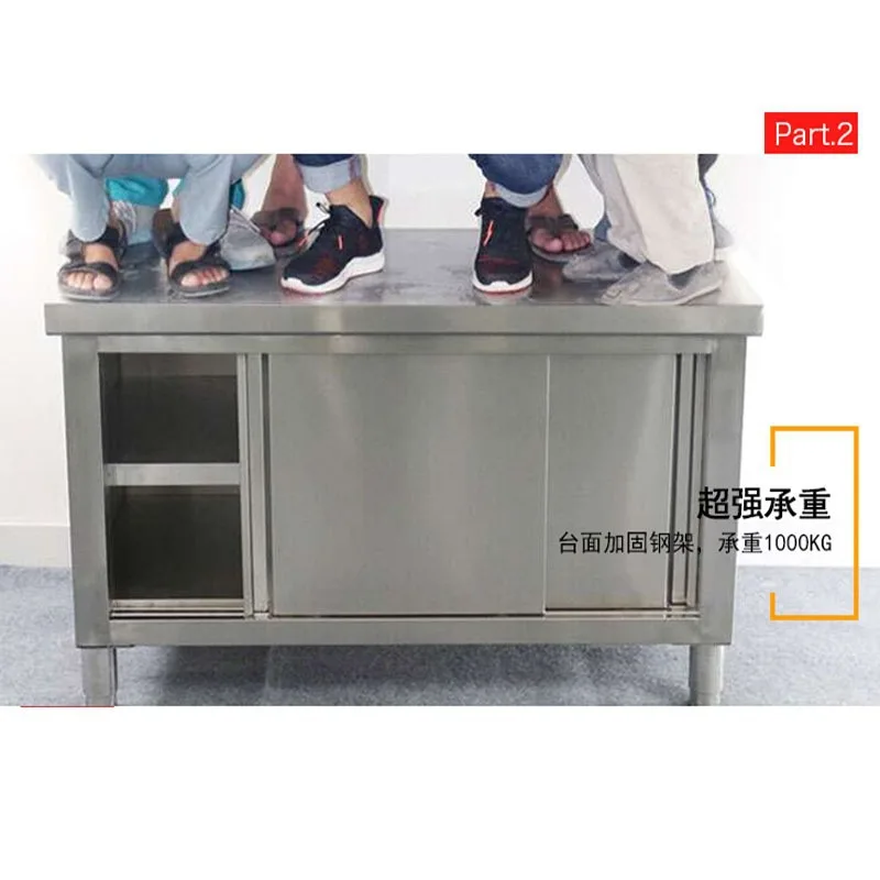 Welded Stainless Steel Workbench Kitchen Operation Countertop Locker Commercial Locker Operation Countertop Kitchen Cabinet