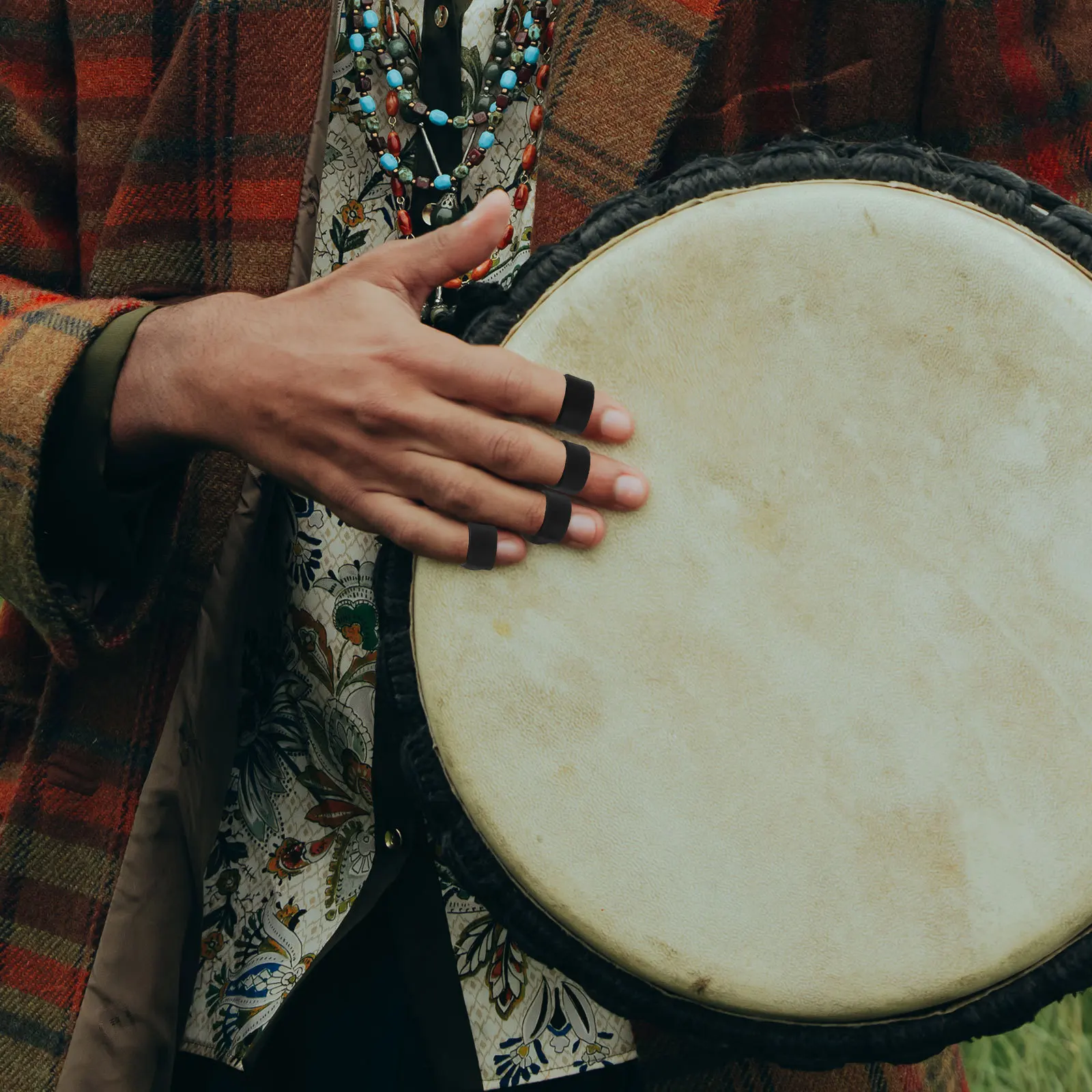 

8Pcs Handpan Finger Sleeves Silicone Drumstick Covers Precise Control Noise Reduction for Drum Kit Pink Black Air Drumsticks