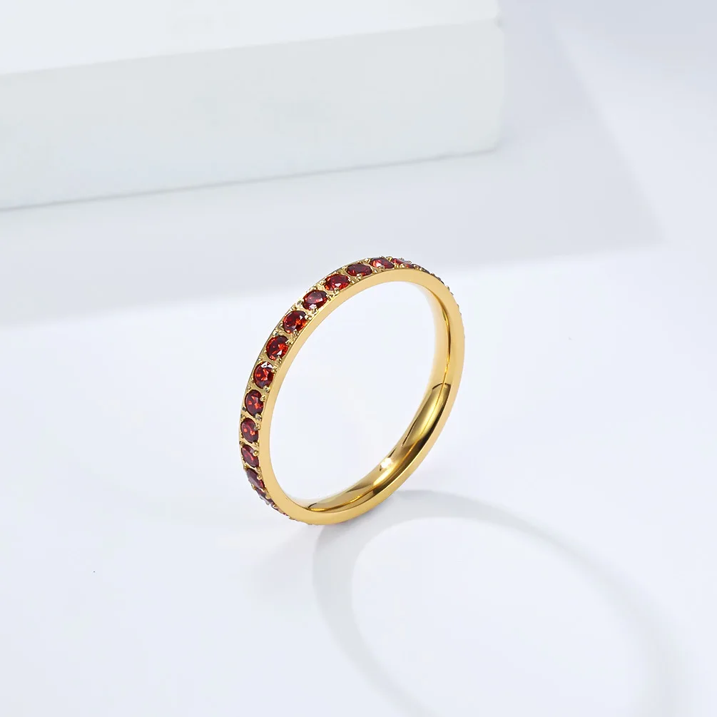 Heißer Verkauf: Hochwertige, stapelbare Fingerringe aus Titanstahl mit Zirkonia für Damen – Modischer Pinky-Ring für Frauen – Detail 12
