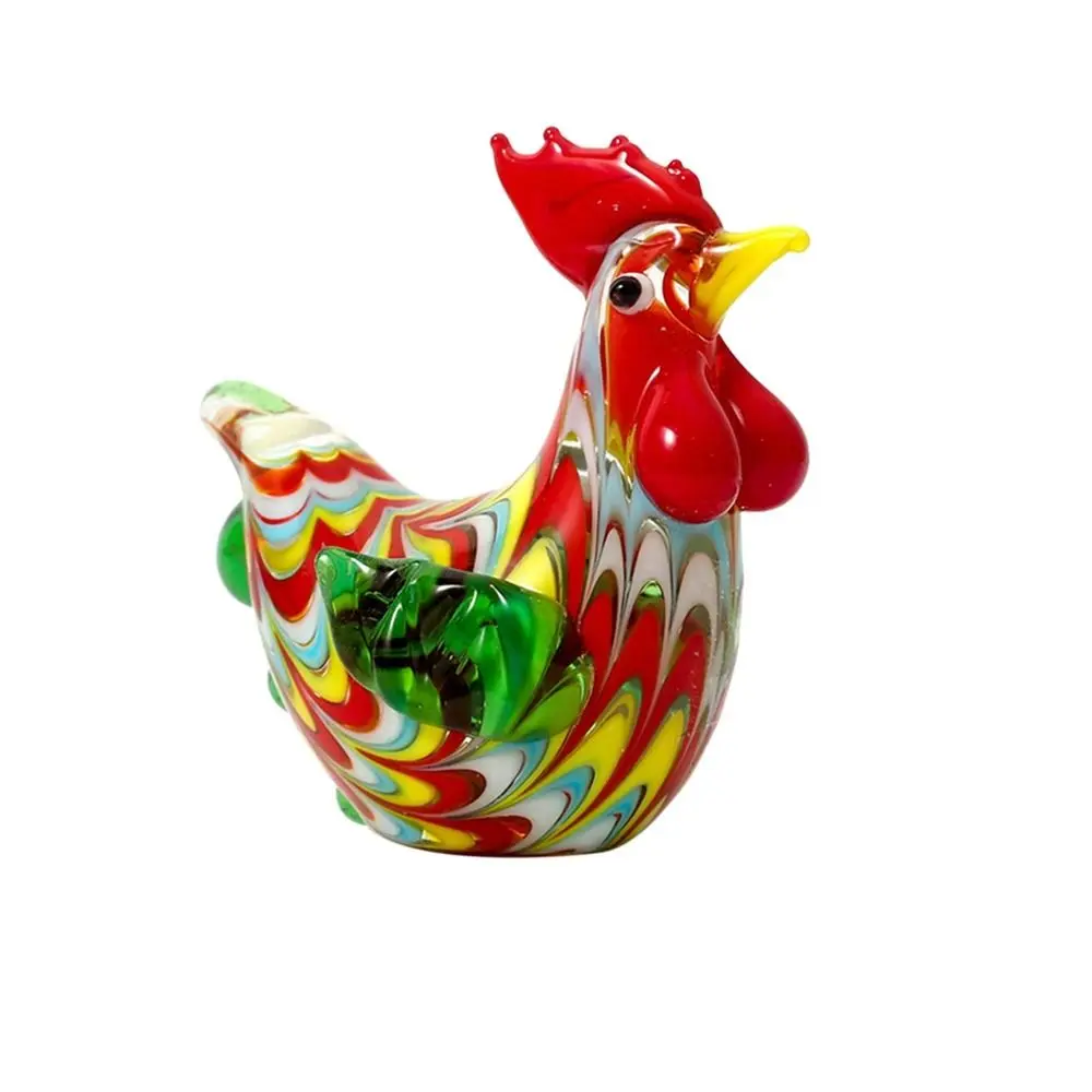 Miniature E Glass Chick Statue for Living Room, Animal Figurines, Handmade Photography Props, Crafts Gift, Rooster Ornament