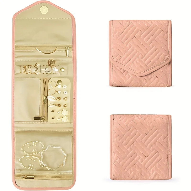 Foldable Jewelry Roll Bag for Travel and Storage
