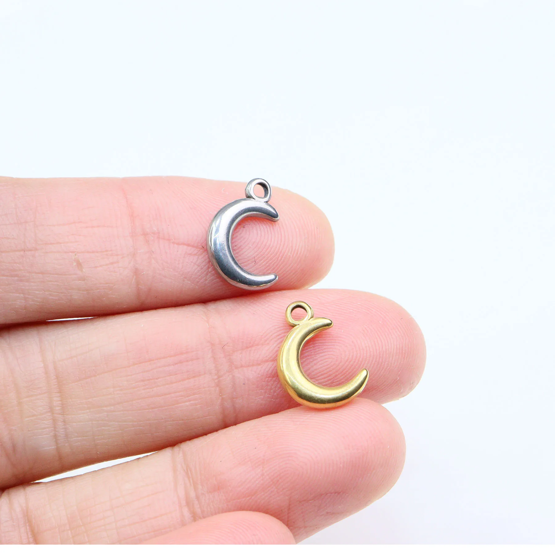 

5pcs Stainless Steel Moon Coin Fashion Jewelry Charms Pendant DIY Handcraft Vacuum Plate Waterproof Antiallergic