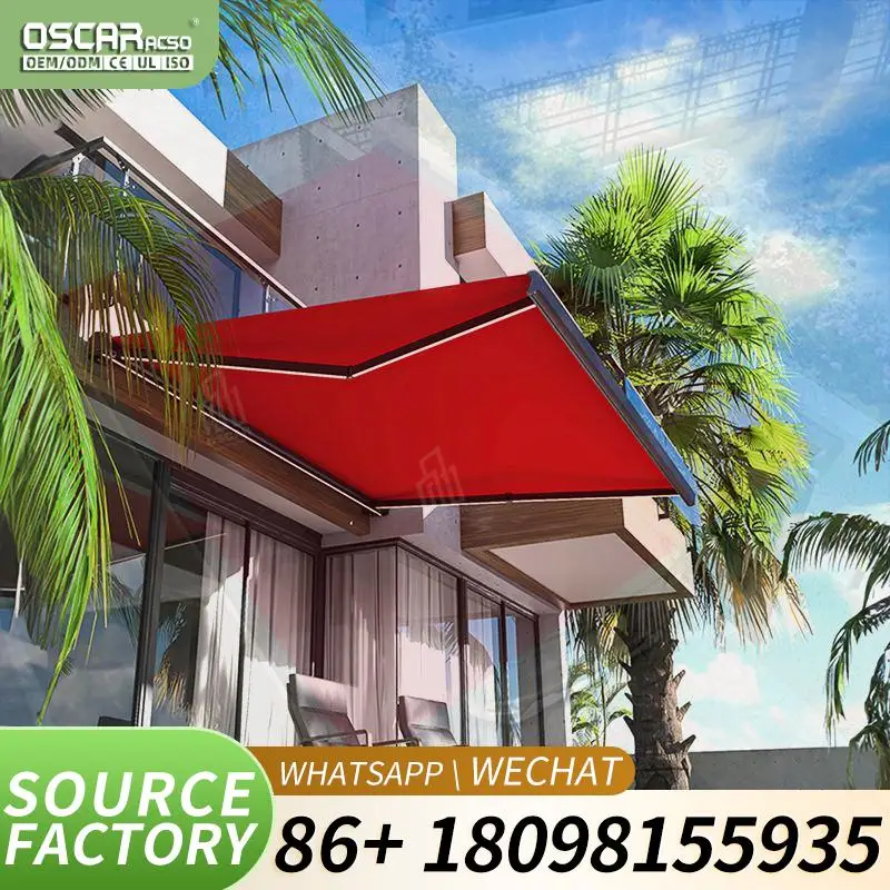 Retractable Folding Outdoor Aluminum Canopy Patio Sunshade for Garden Balcony Terrace Retractable Awning