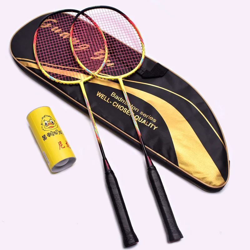 Guangyu Genuino Racchetta Da Badminton Per Adulti Full Carbon Racchetta Da Badminton Formazione Racchetta Da Badminton 2 Pezzi Racchetta Da Badminton Coppia Set