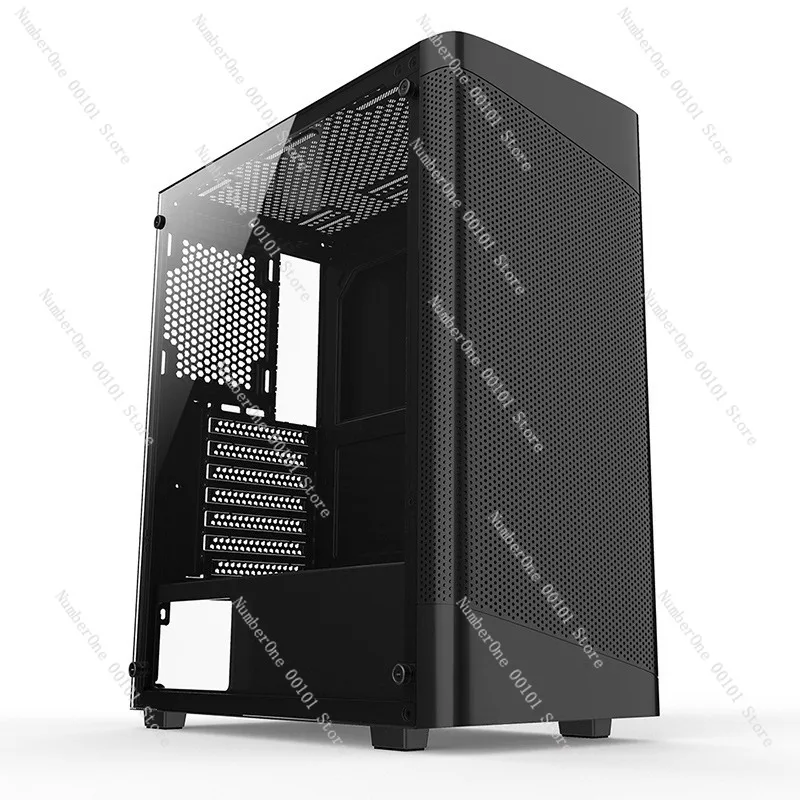 Desktop Computer Case, Tempered Glass Full Side Transparency, Game Water-cooled ATX Backcable Case for Ultimate Cooling