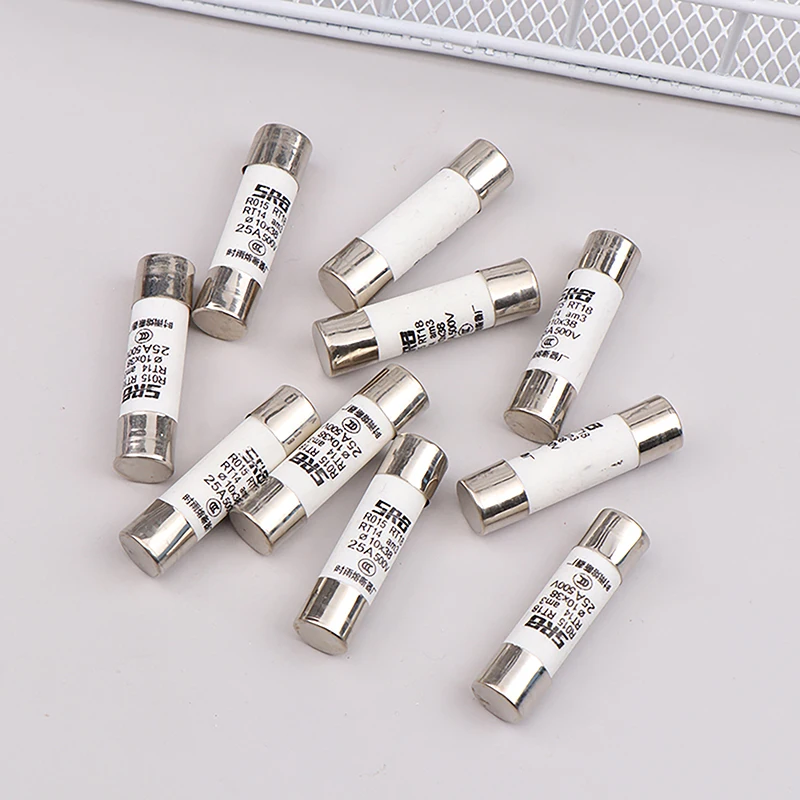 10Pcs 500V 10*37MM 2A-25A DC PV Solar Ceramic Fuse Metal Alloys For Solar Power System Protection Ceramic Fuse Tube