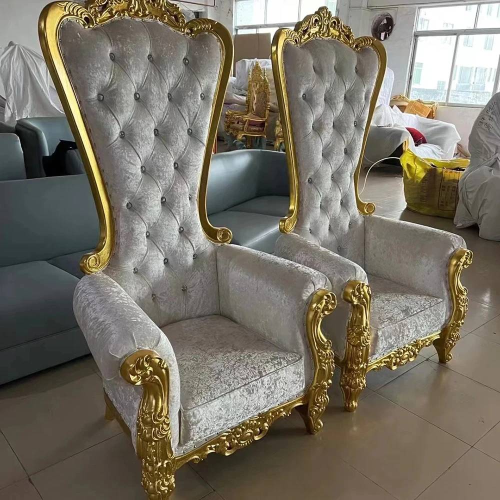 Factory Wholesale High Back Oversized Chair White Beige Throne Armchair Wedding Decoration Manufacturer