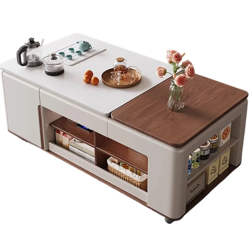 

Household living room multi-functional kung fu rock slab coffee table small apartment mobile lifting tea desk