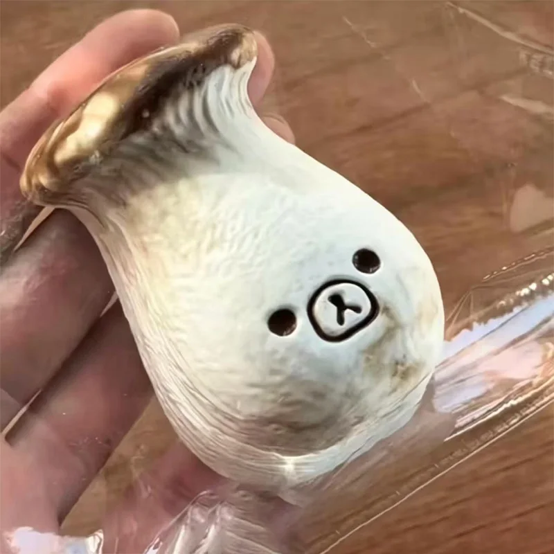 Kawaii King Oyster Mushroom Squishy Food-grade Silicone Squeeze Soft Slow-rise Stress Reliever For Desk Decor & Student Gifts