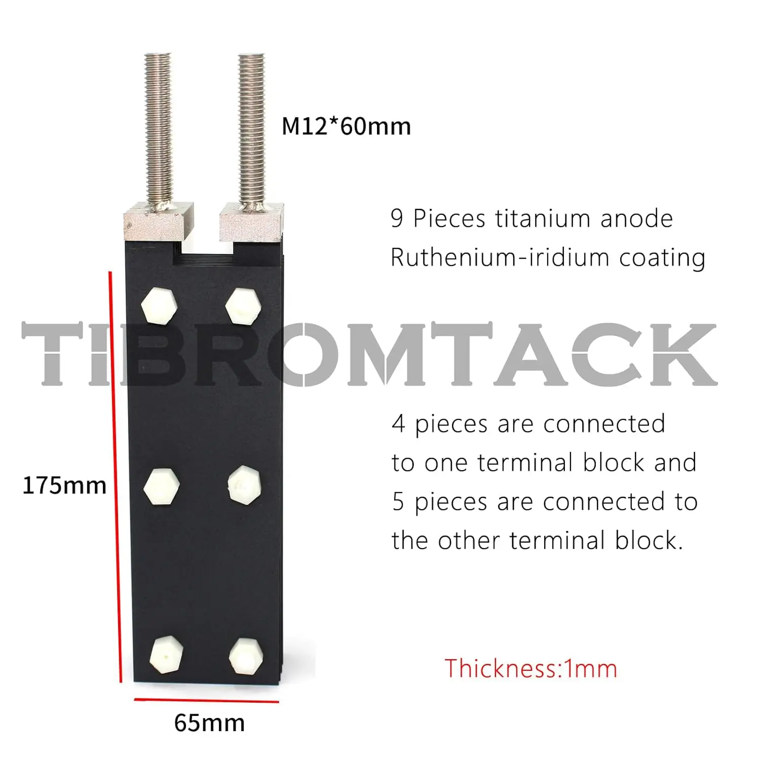 MMO Ruthenium Iridium Coated Titanium Electrode Set for Electrochemical Application and Water Treatment，9PCS