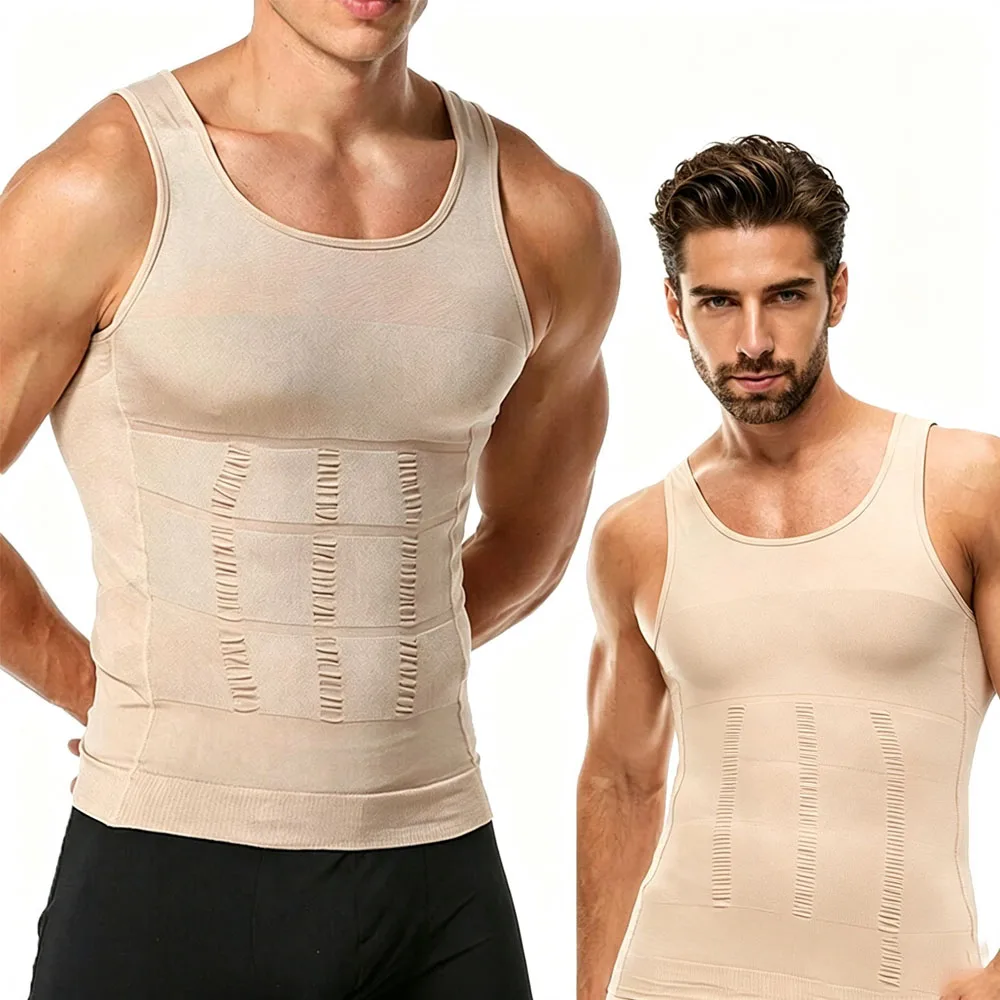 Men's Compression Shirts Tank Tops Undershirts Mens Slimming Body Shaper Vest Sleeveless Abdomen Slim Vest Fitness Workout