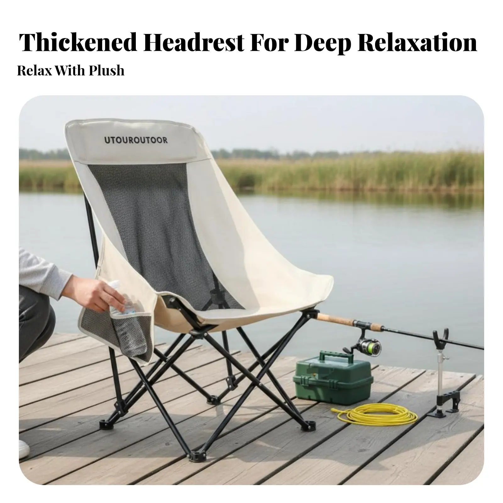 

Легкое кресло-шезлонг Highspine Moon Chair для кемпинга, экономит место, быстро устанавливается, для кемперов, любителей активного отдыха, рыбалки, заднего двора, мероприятий.