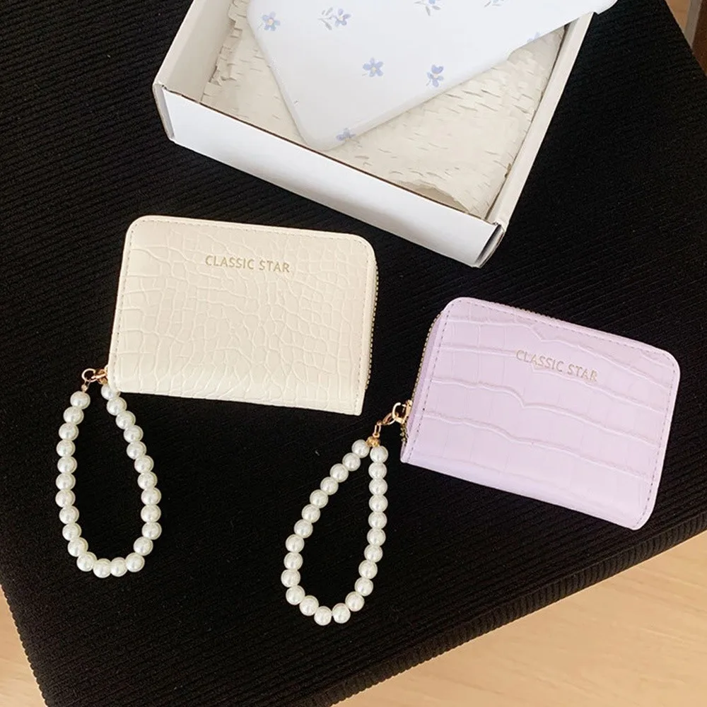 Durable Multifunctional Wallet PU Leather Solid Color Purse Zipper Coin Bag