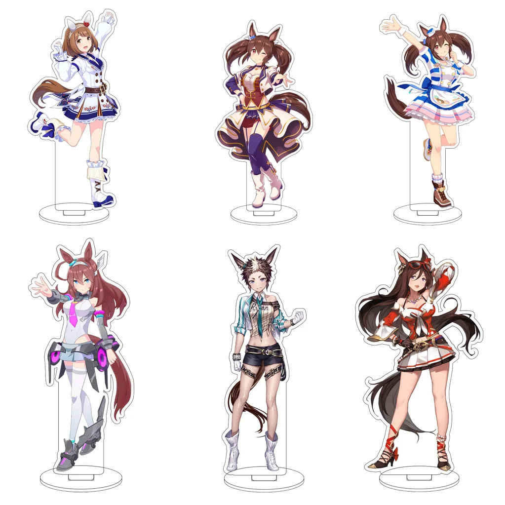Figura de Anime de 16 cm, Uma Musume: Pretty Derby, Tokai Teio, Mejiro McQueen ‌ Figura Acrílica de Entrenador Daiwa Scarlet Cos, Base para Figura, Regalos, Adornos