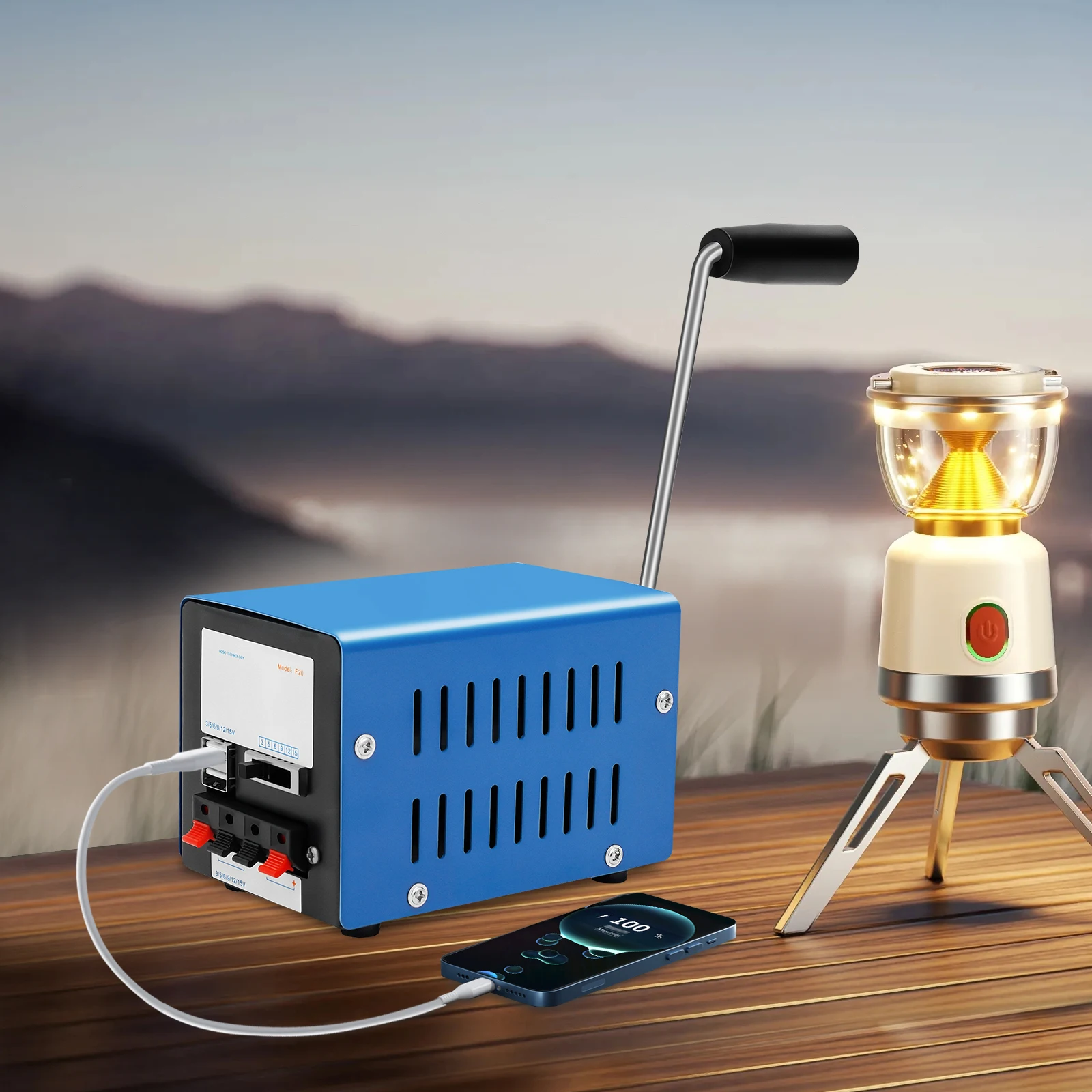 Hand Crank Generator Portable Dynamo Charger Emergency Hand Crank USB Emergency Power Generator 20W 2000rmp/Min