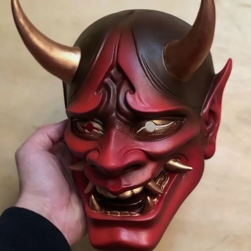 Máscara de demonio de látex Hannya, Cosplay de la leyenda del Horror de Japón, diablo aterrador, Prajna, mordedura, Samura, juego de rol, utilería para fiesta de disfraces de Halloween