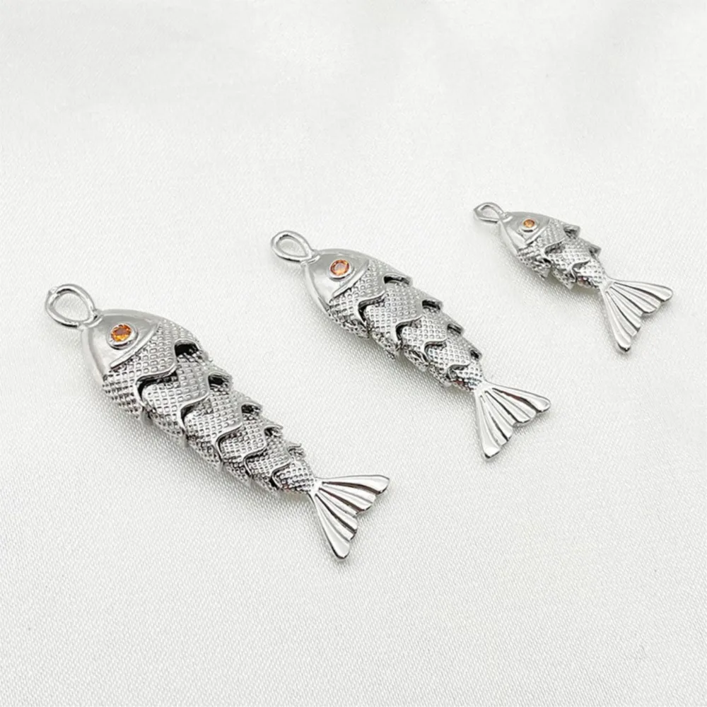 1Piece 18K Gold Brass Ocean 3D Fish Animal Movable Charms Pendants For DIY Fashion Necklace Bracelet Jewelry Making Findings