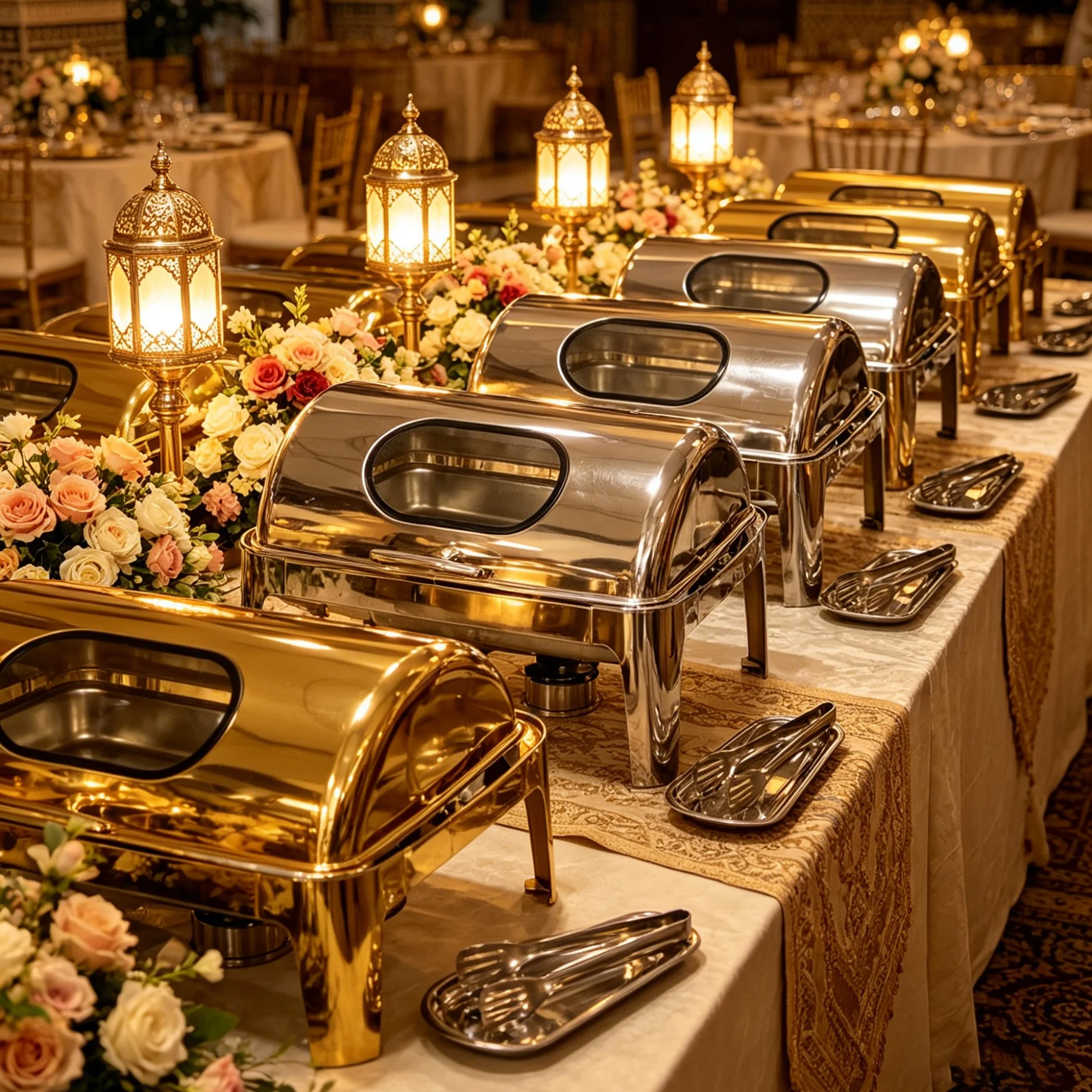 *Wedding Catering Serving Dishes Roll Top Chafing Dish Buffet Set Luxury Hotel Restaurant High Quality Cheffing Food Warmer