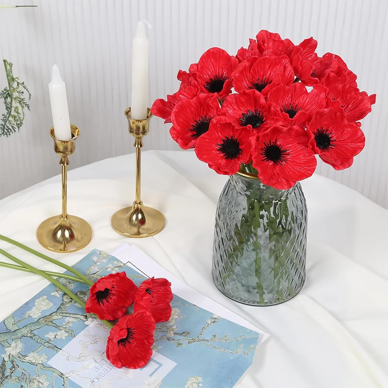 3/5 Stück künstliche Blumen, Blumenstrauß, Seidenmohn, künstliche Blumen für Heimdekoration, Garten, Party, Hochzeit, Dekoration, DIY-Zubehör – Detail 4
