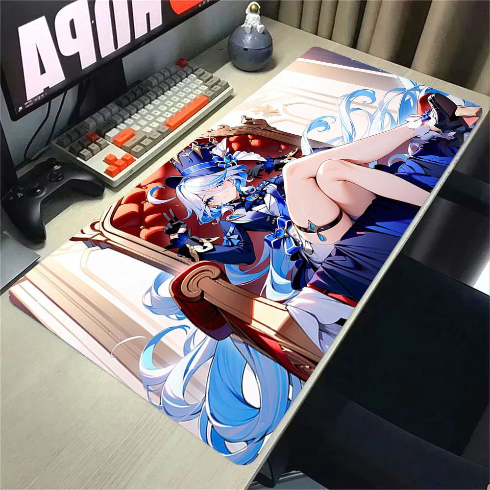 Furina Genshin Impact Anime Mousepad Gaming Accessories Computer Keyboard LockEdge Thickened Desk Pads Upholstered Xxl Mouse Mat view 2
