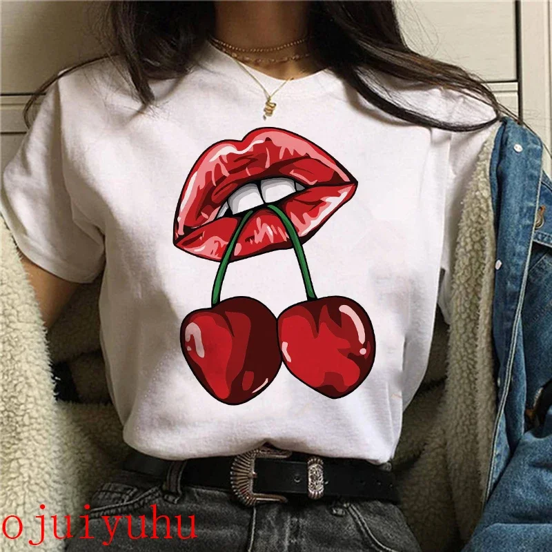 sweet Strawberry Cherry Casual T-Shirts Gothic Tee Shirt Harajuku 90s Tshirt Women Summer Tops Streetwear Clothes