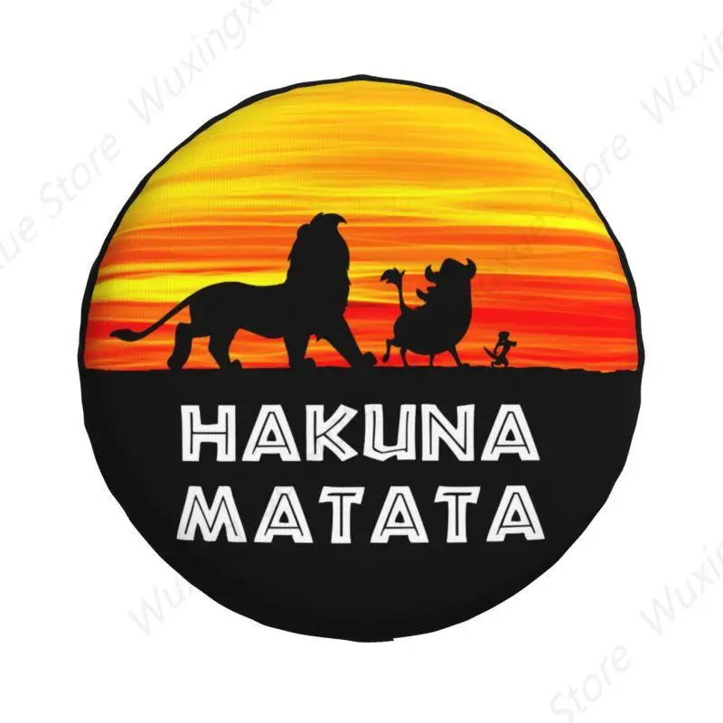 Custom Hakuna Matata Spare Tire Cover for Jeep Pajero Funny Timon Pumba SUV RV 4WD Car Wheel Protectors Accessories 14