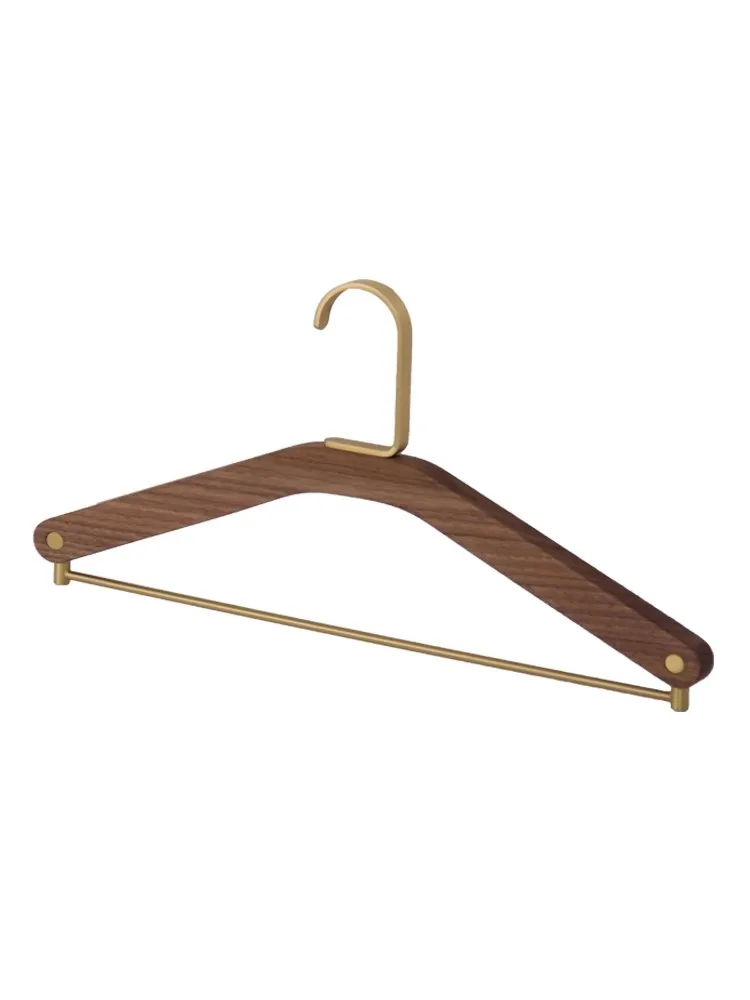 1/2 Wooden Coat Hanger with Brass Hook Retro Clothes Hangers Cloth Store Display Hanging Rack Modern Wardrobe Storage Organizer