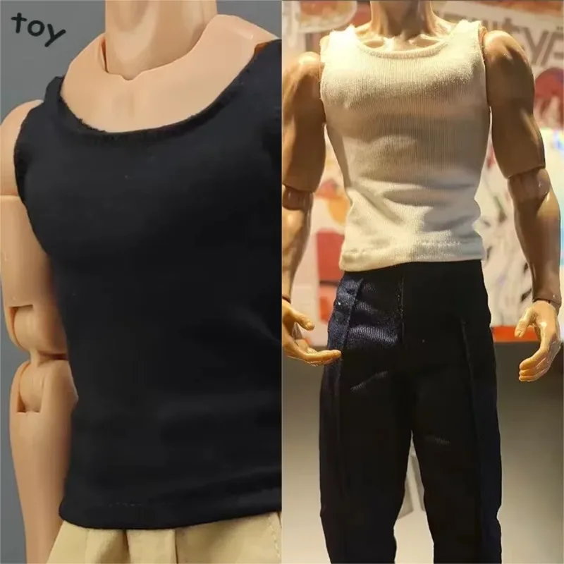 

1/6 Scale Male Highly Stretch Elasticity Vest Black White Colors Tops Clothes Model for 12'' Soldier Body Display Toys