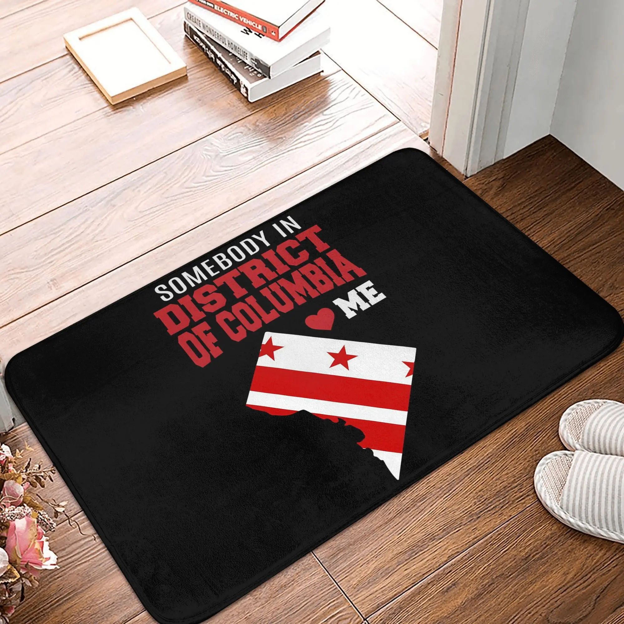 

Somebody Loves Me In Washington Dc округ Колумбии, флаг, противоскользящий коврик для двери, напольный коврик для входа, дома, спальни, коврики для ног