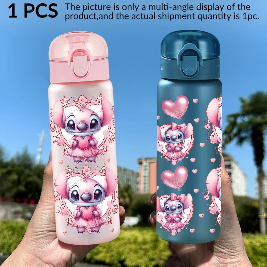 1Pc Disney, Stitch, Love, 26oz Plastic Water Bottle Sports Water Cup with Lift Rope Birthday/Back To School Gift